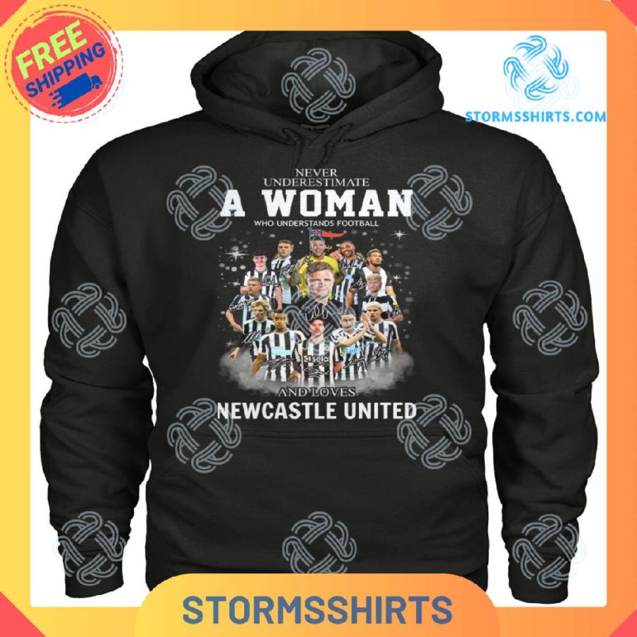 A woman newcastle united t-shirt