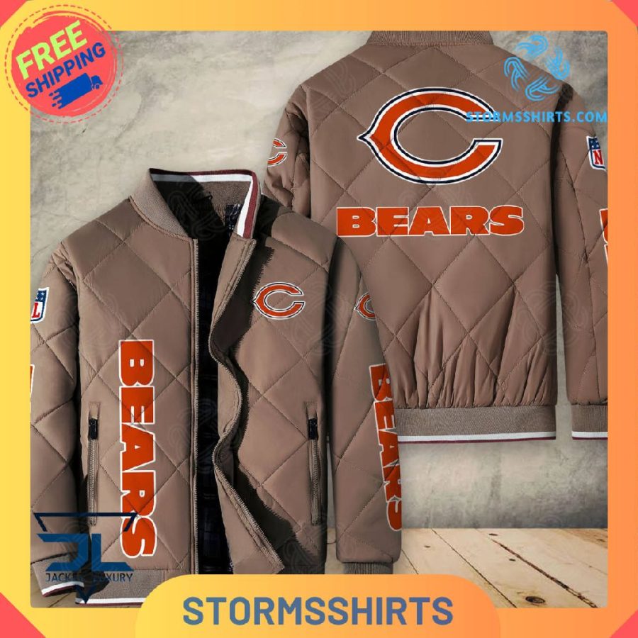 Chicago bears quilted bomber jacket