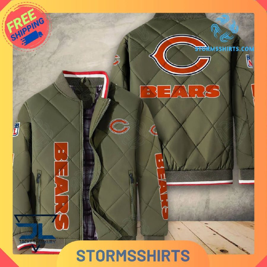 Chicago bears quilted bomber jacket