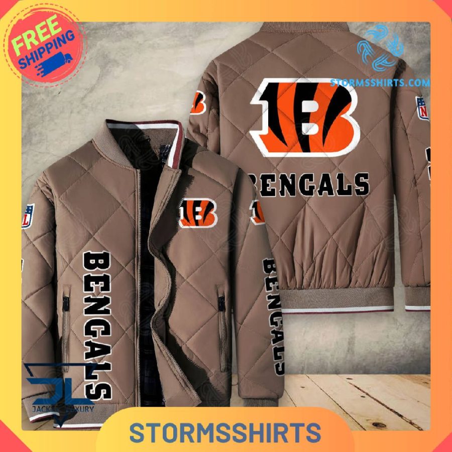 Cincinnati bengals quilted bomber jacket