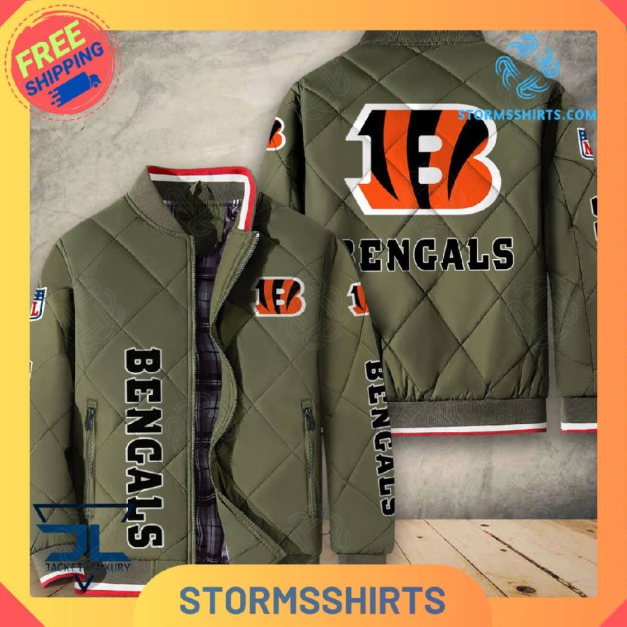 Cincinnati bengals quilted bomber jacket