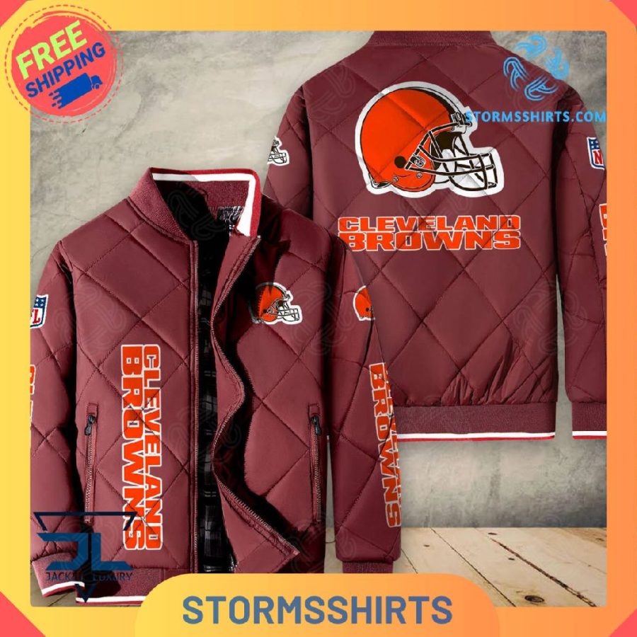 Cleveland browns quilted bomber jacket