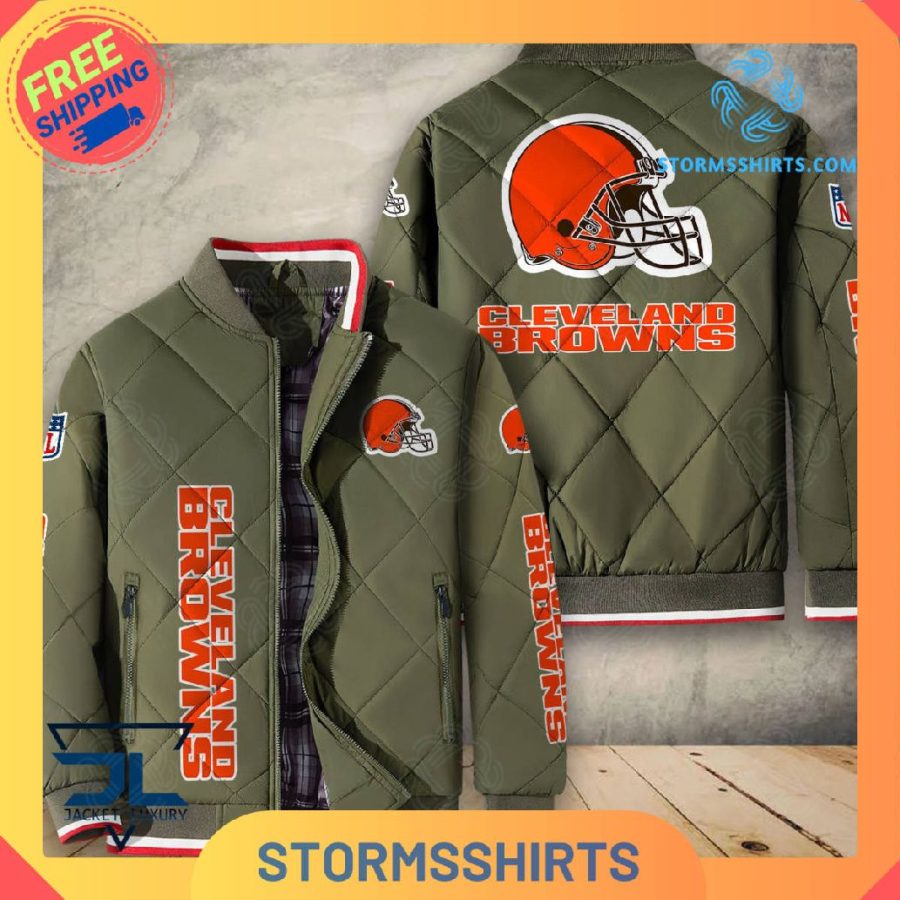 Cleveland browns quilted bomber jacket