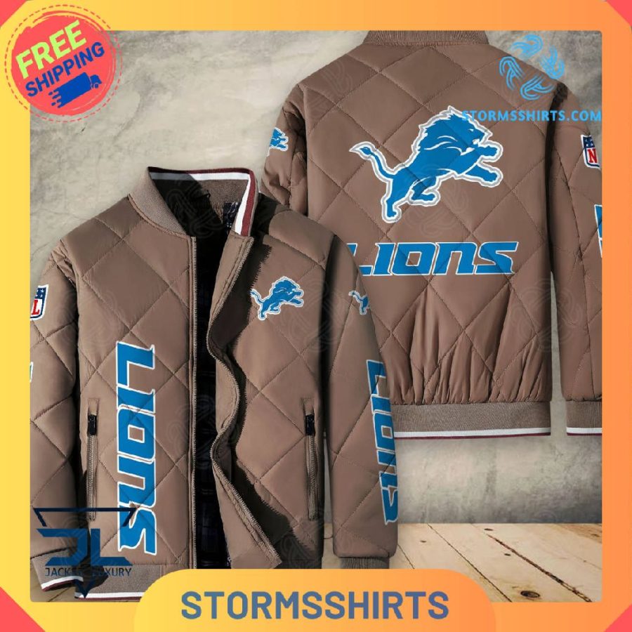 Detroit lions quilted bomber jacket