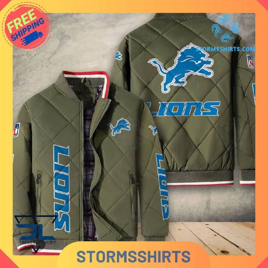 Detroit lions quilted bomber jacket