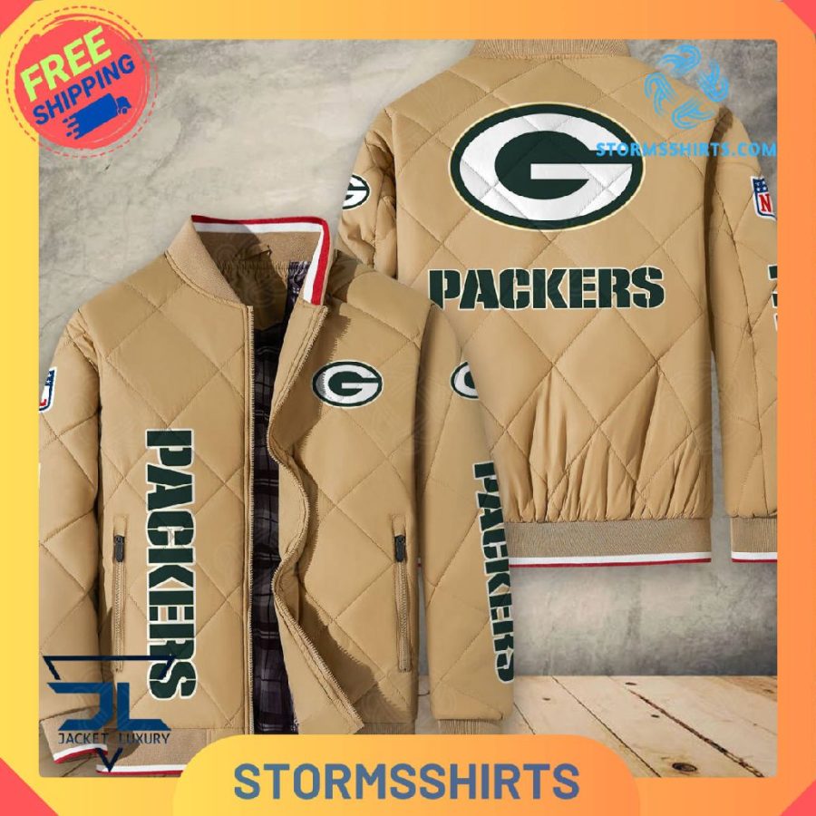 Green bay packers quilted bomber jacket