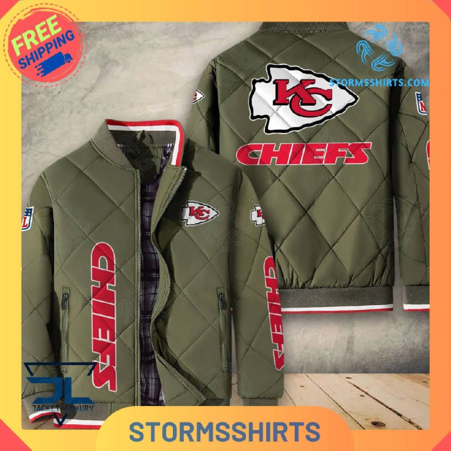 Kansas city chiefs quilted bomber jacket