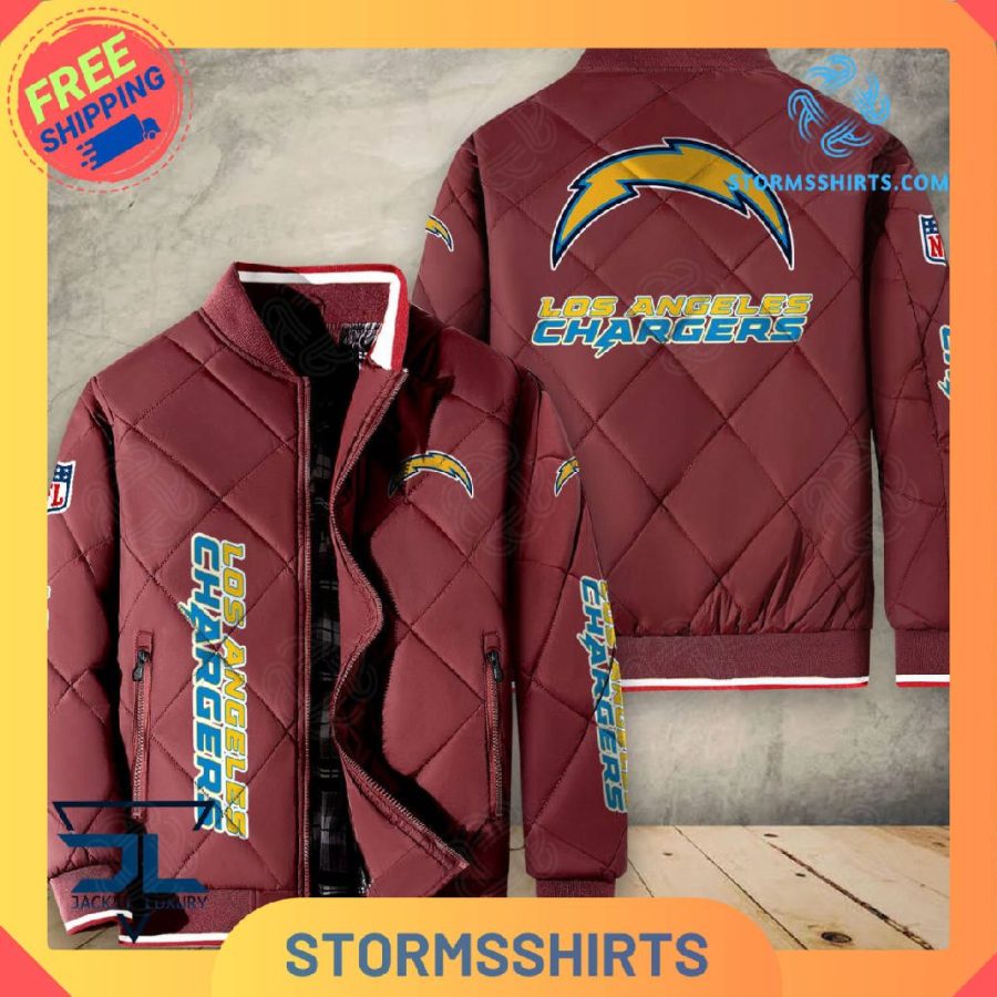 Los angeles chargers quilted bomber jacket