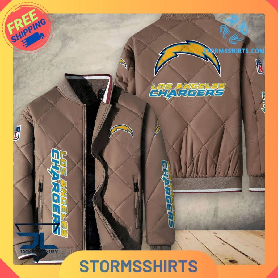 Los angeles chargers quilted bomber jacket