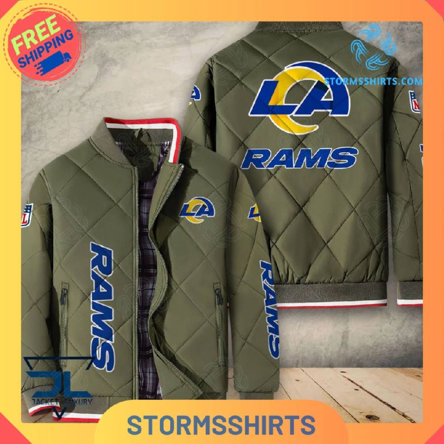 Los angeles rams quilted bomber jacket