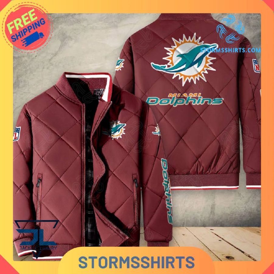 Miami dolphins quilted bomber jacket