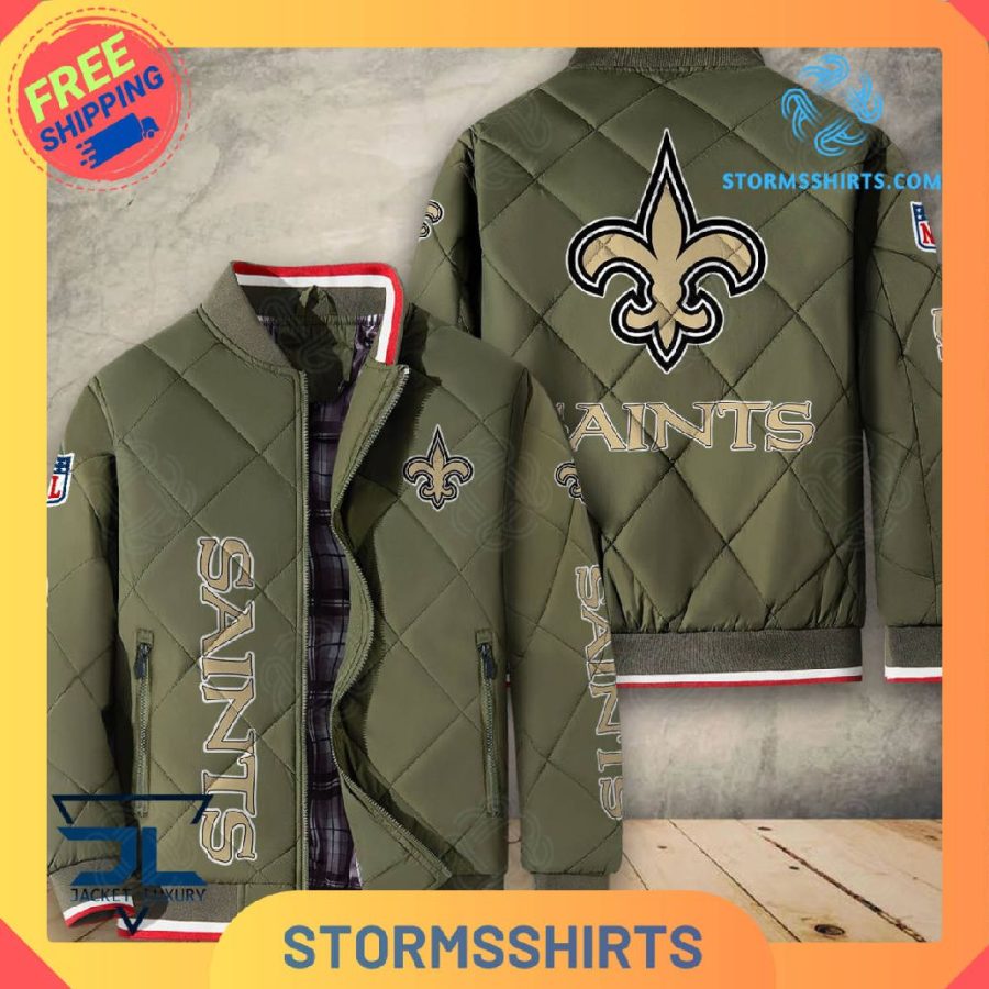 New orleans saints quilted bomber jacket