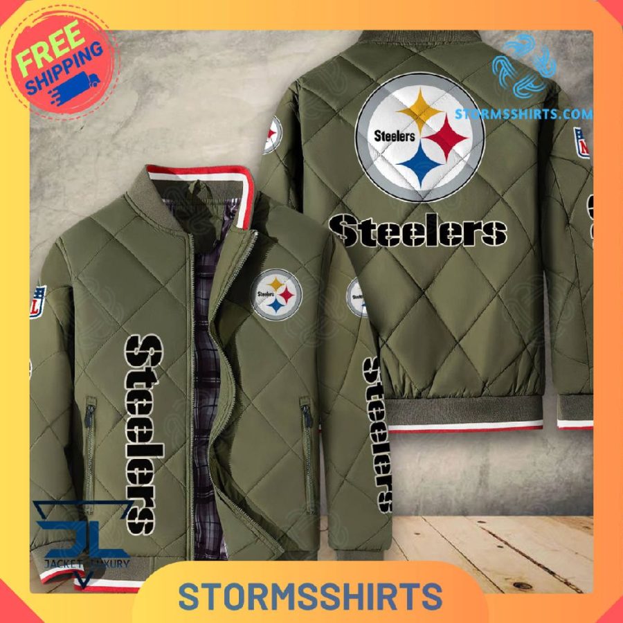 Pittsburgh steelers quilted bomber jacket