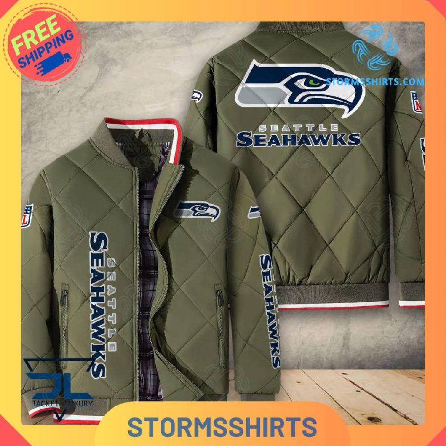 Seattle seahawks quilted bomber jacket