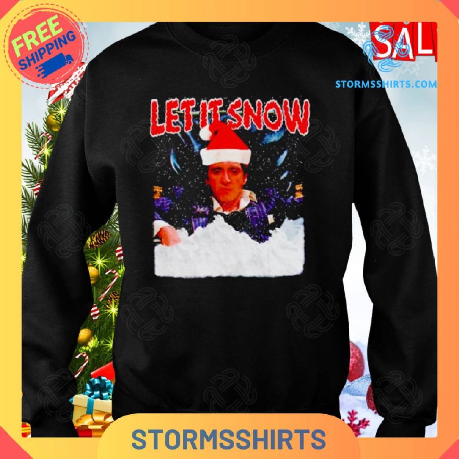 Tony montana santa hat let it snow shirt