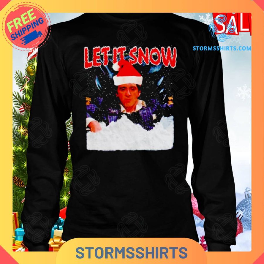 Tony montana santa hat let it snow shirt