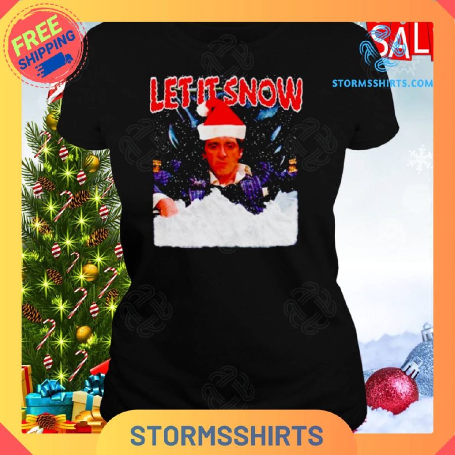 Tony montana santa hat let it snow shirt