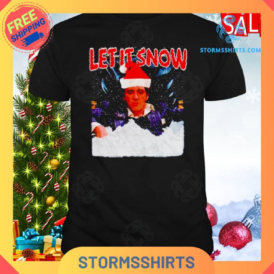 Tony montana santa hat let it snow shirt