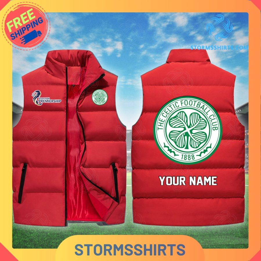 Celtic spfl personalized sleeveless puffer jacket