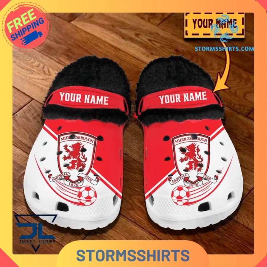 Middlesbrough fc personalized fuzz-lined crocs