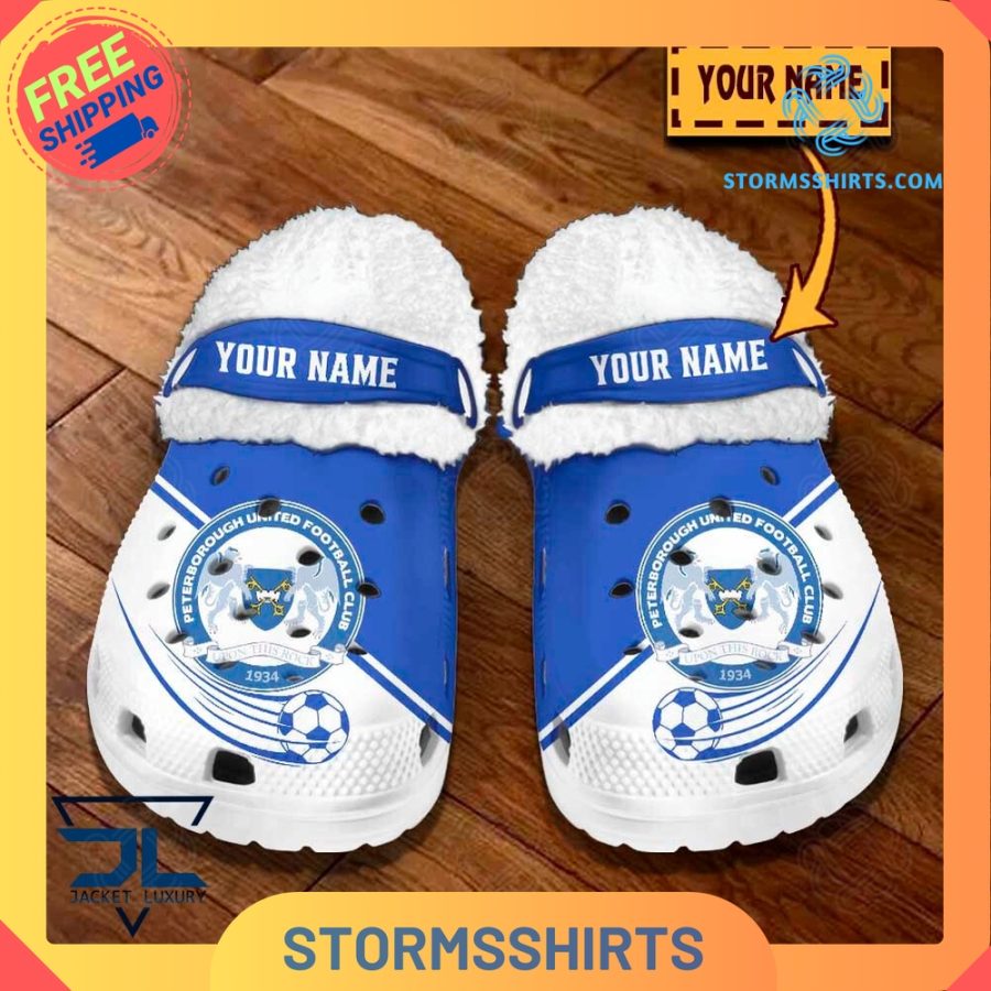 Peterborough united fc personalized fuzz-lined crocs
