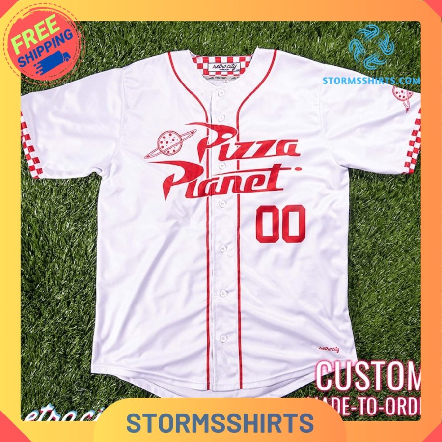 Pizza planet toy story full-button baseball fan jersey