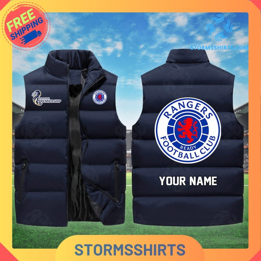 Rangers spfl personalized sleeveless puffer jacket