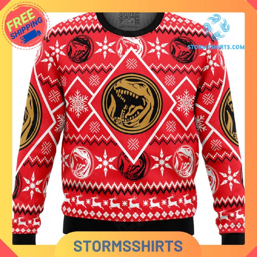 Pink Power Rangers Ugly Christmas Sweater