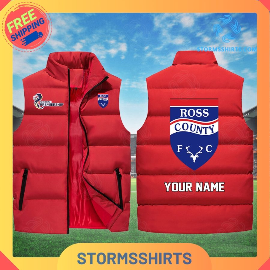 Ross county spfl personalized sleeveless puffer jacket