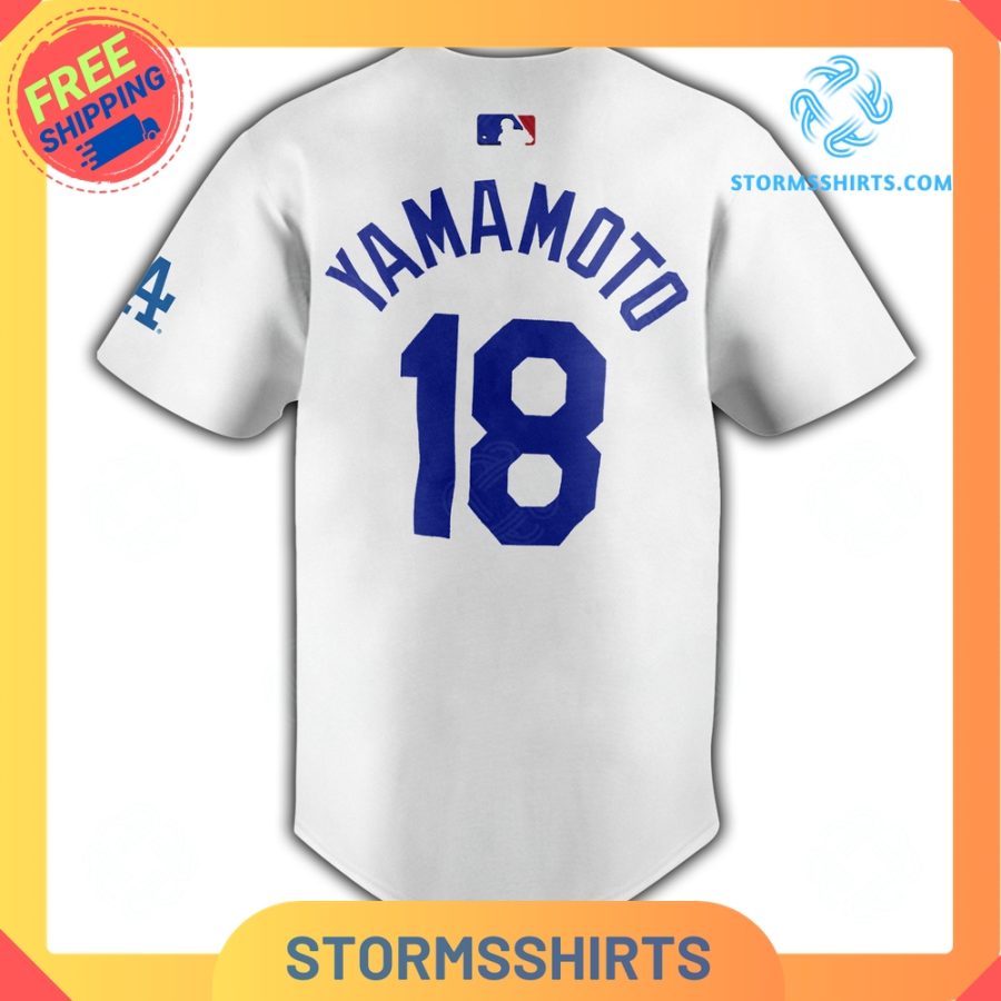 Yoshinobu yamamoto limited edition white baseball jersey
